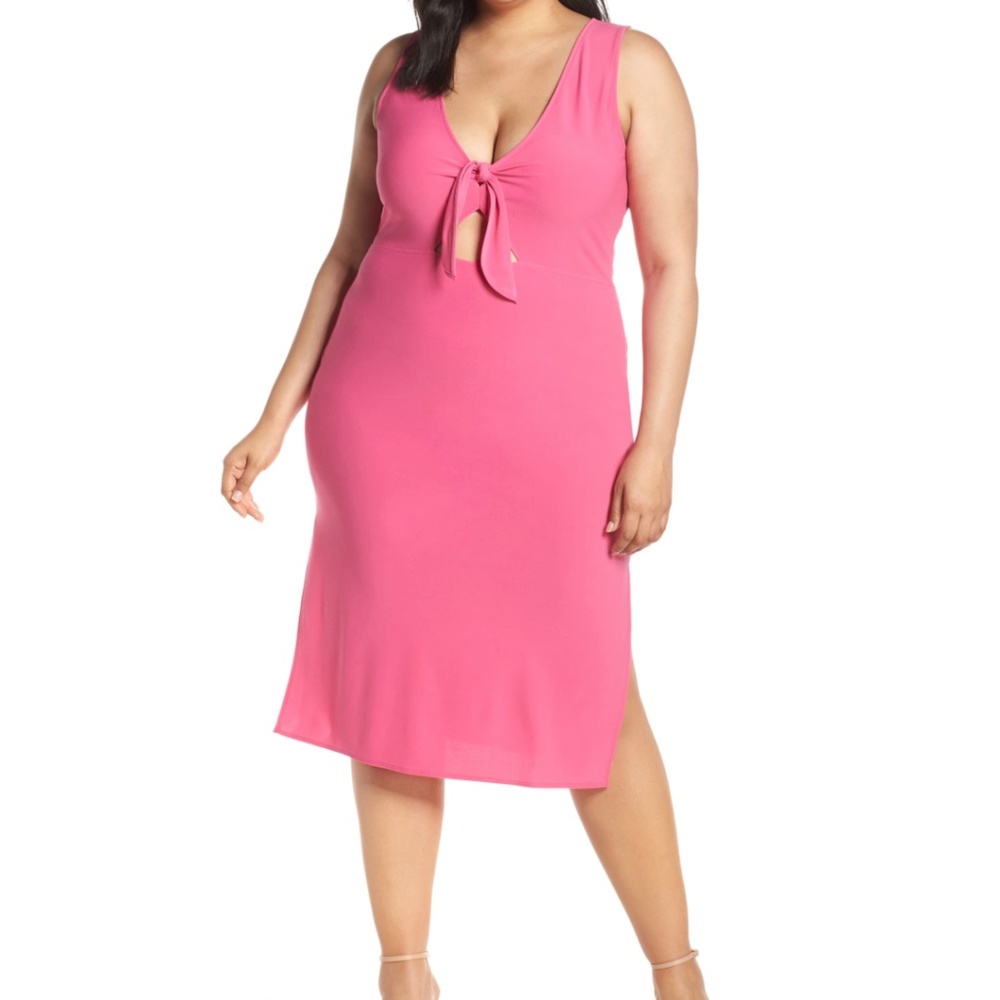 LEITH Tie Front Midi Dress